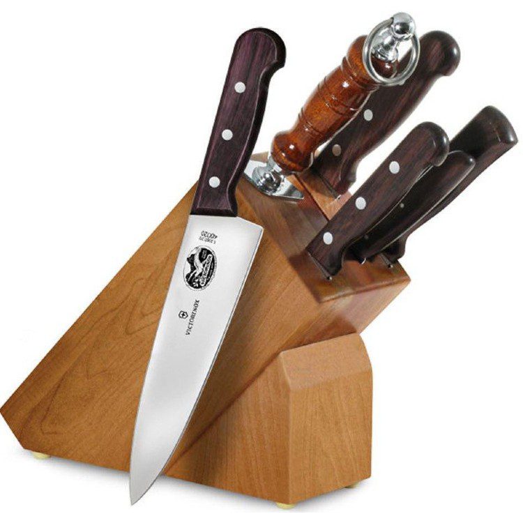 Victorinox Swiss Modern 7-Piece Wooden Knife Block Set, Anthracite