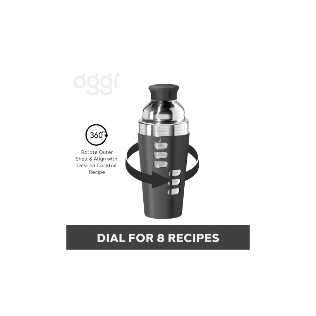 Oggi Dial-A-Drink Shaker Per Cocktail In Acciaio Inox Con 15 Ricette Incise
